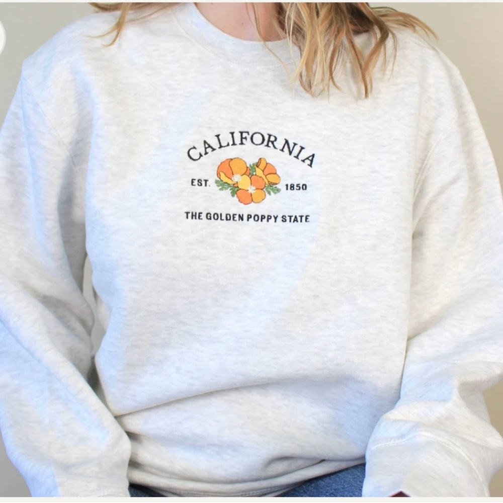 Vintage 90s Style California Poppy Sweatshirt